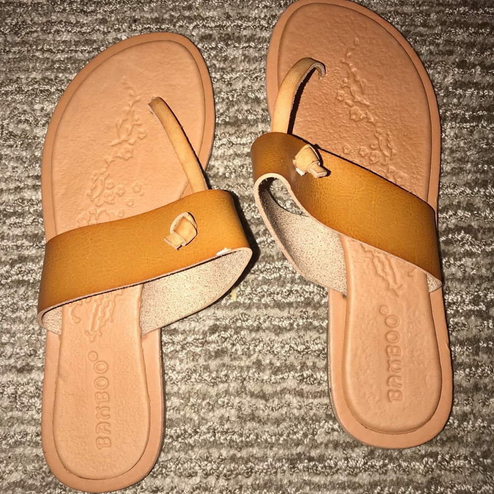 Barely Worn Brown Leather Bamboo Sandals Size 7